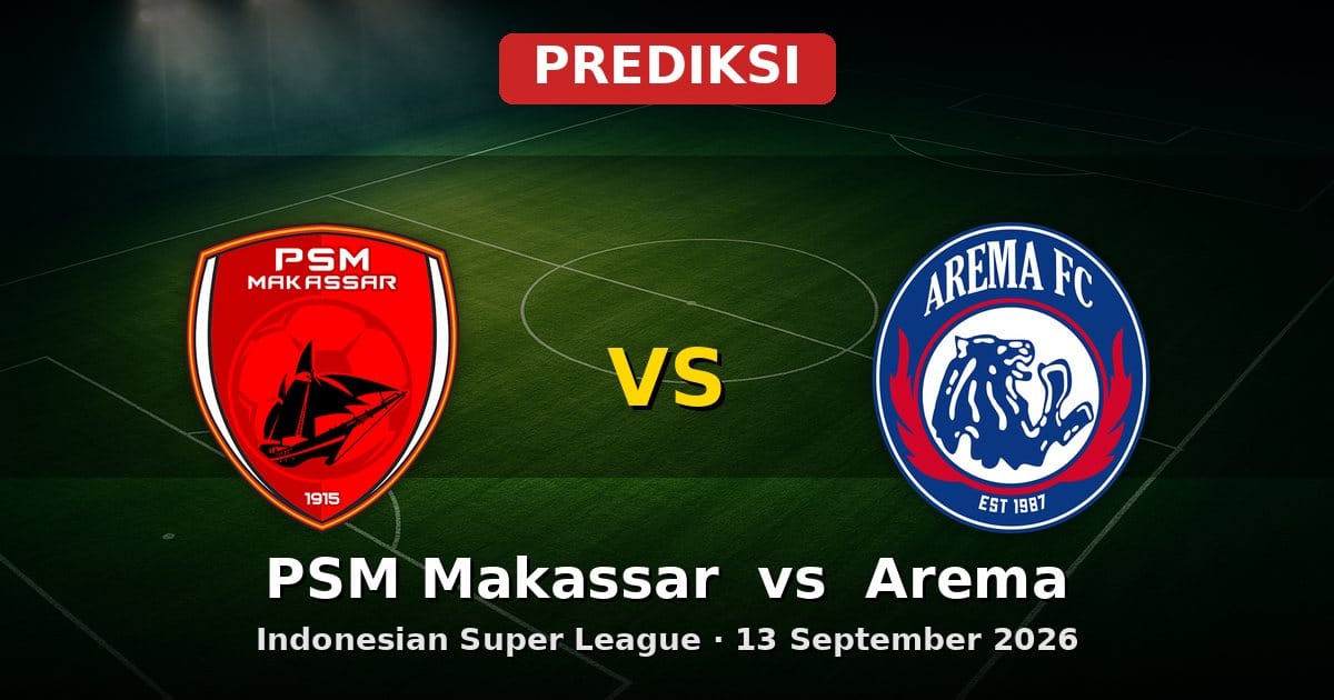 Prediksi PSM Makassar vs Arema: Duel Sengit Indonesian Super League 13 Sept 2026